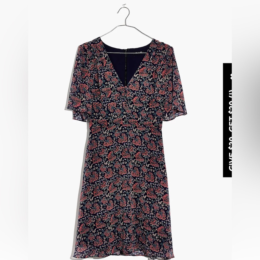 Madewell ~ Orchard Flutter-Sleeve Dress in Fan Floral Mix